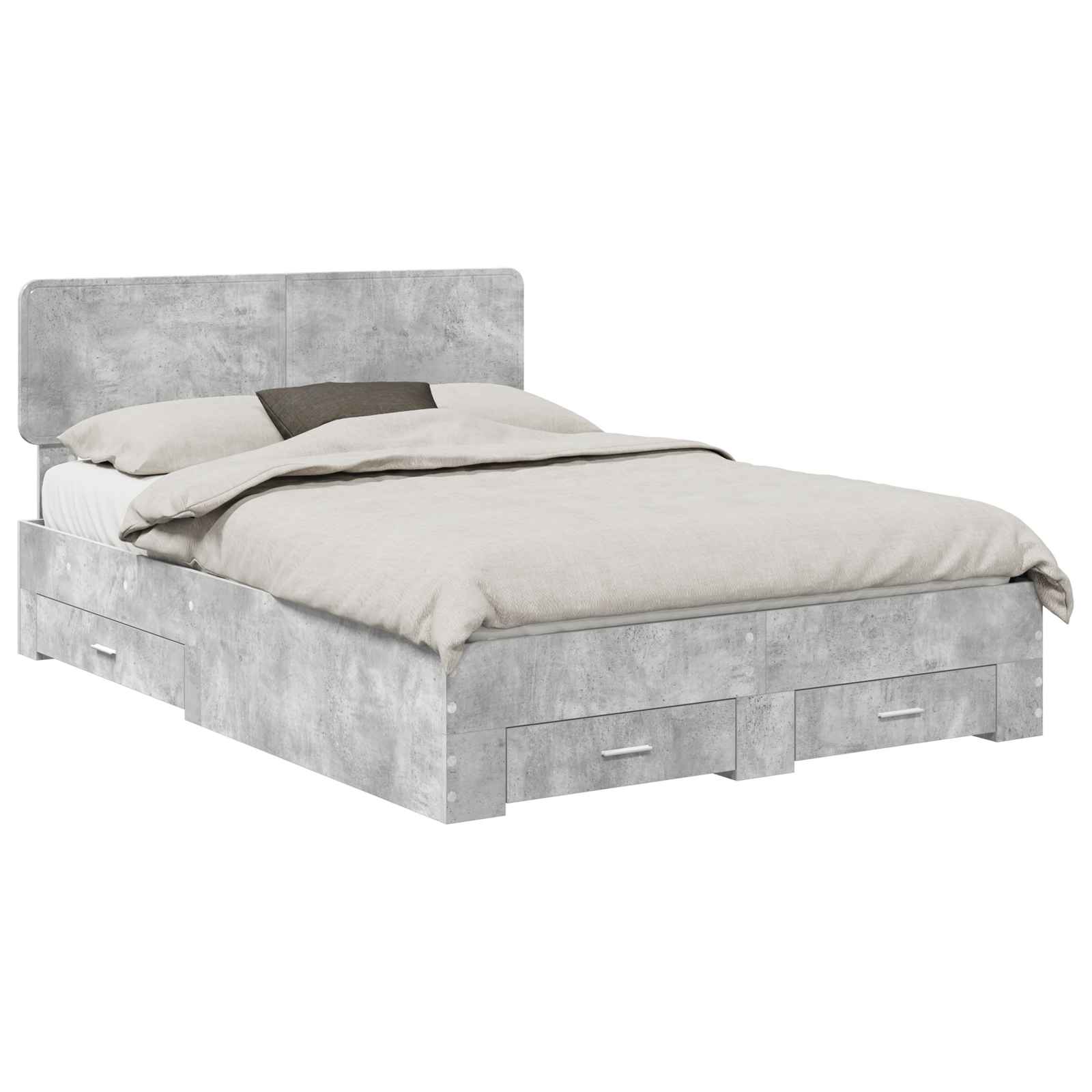 vidaXL Bed Frame Concrete Grey 140 x 200 cm Engineered Wood 2