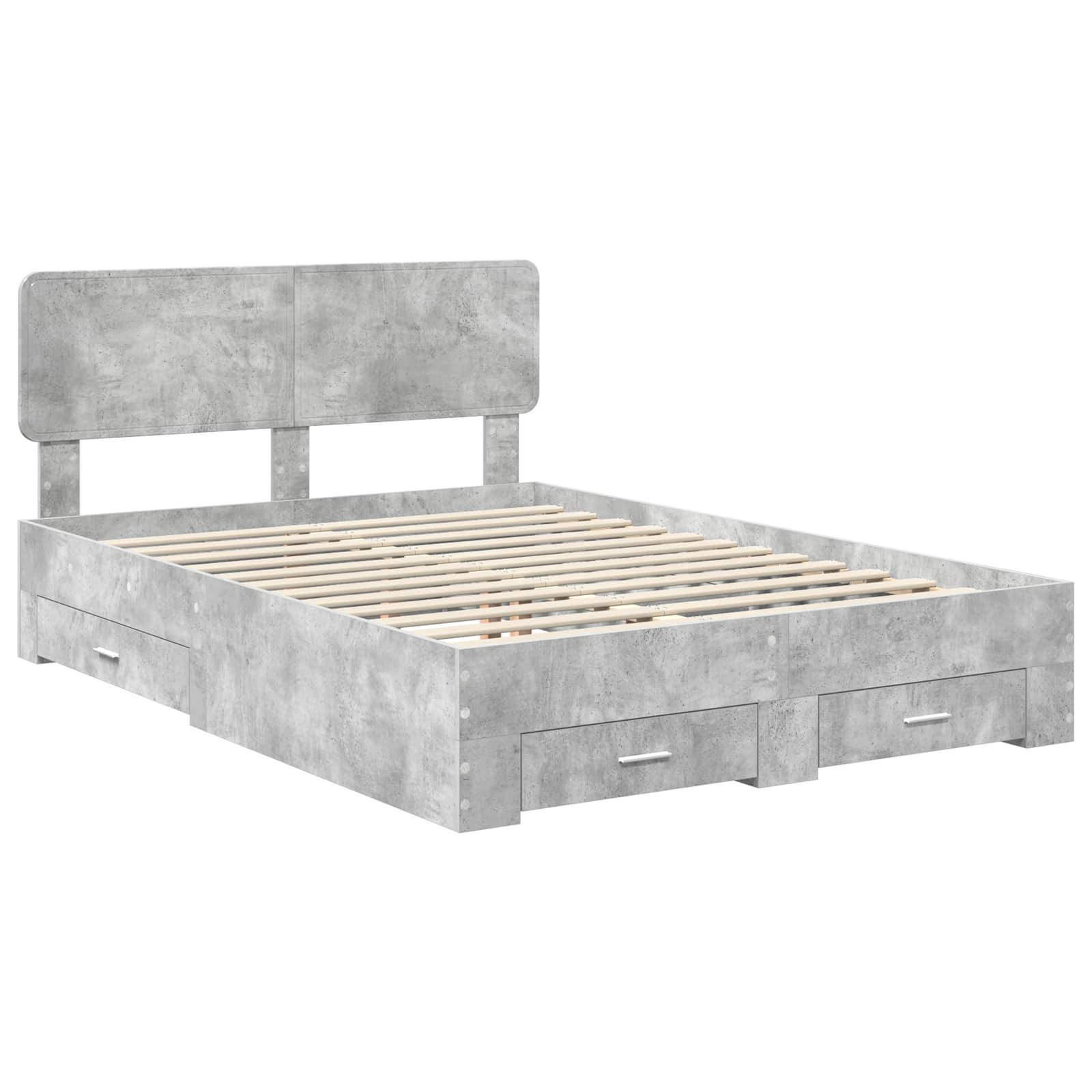 vidaXL Bed Frame Concrete Grey 140 x 200 cm Engineered Wood 4