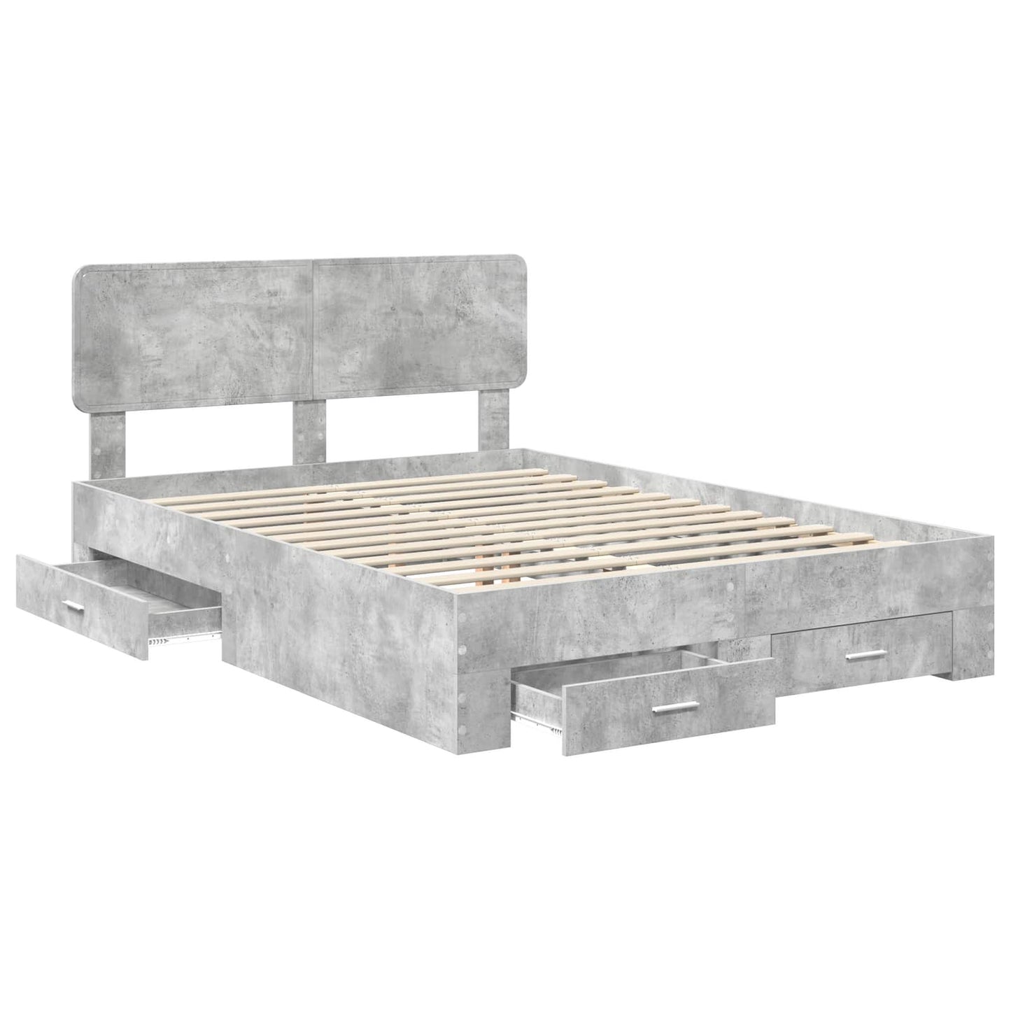 vidaXL Bed Frame Concrete Grey 140 x 200 cm Engineered Wood 5