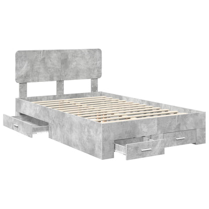 vidaXL Bed Frame Concrete Grey 135 x 190 cm Engineered Wood 5