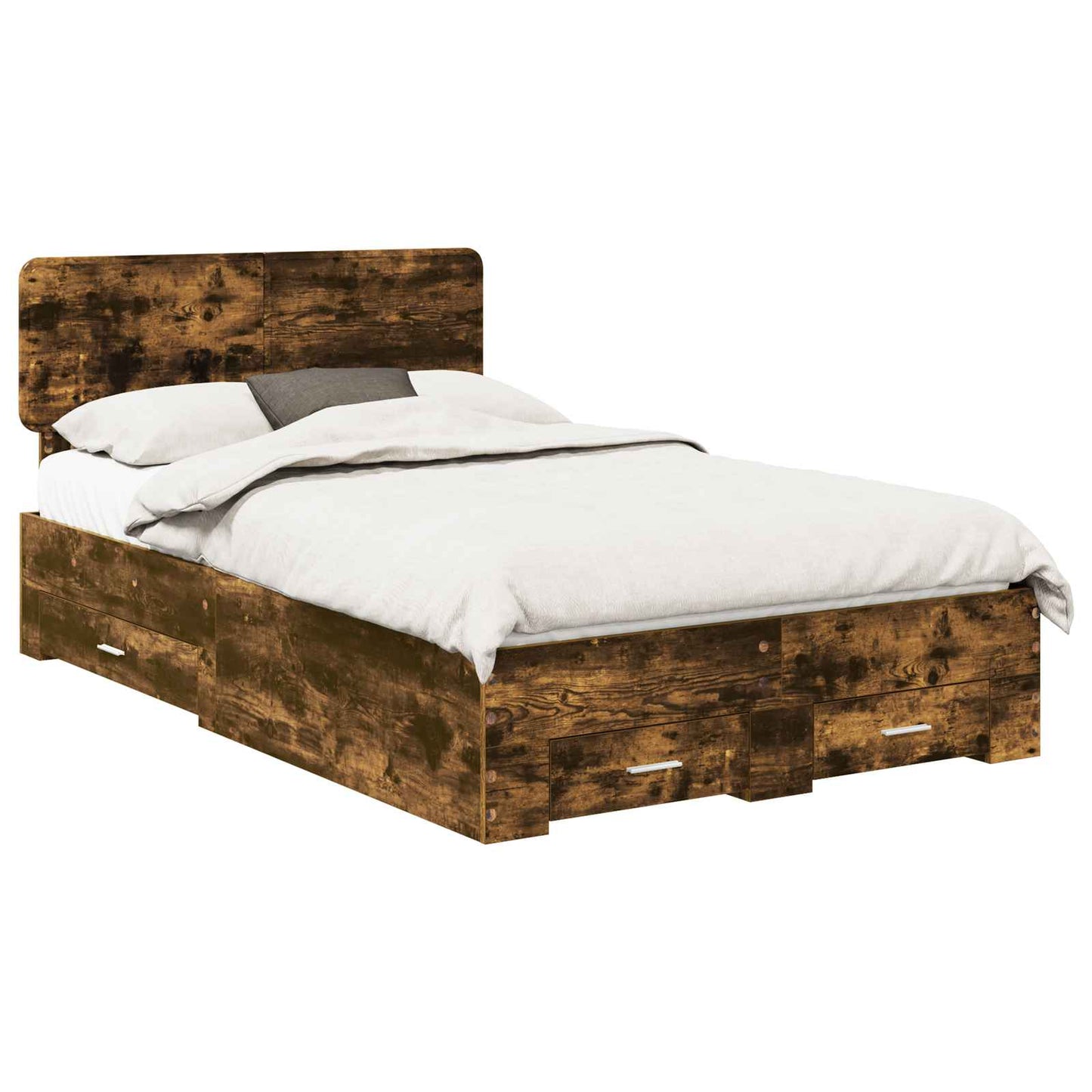 vidaXL Bed Frame with Drawer Smoked Oak 120 x 200 cm Engineered Wood 2