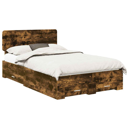 vidaXL Bed Frame with Drawer Smoked Oak 120 x 200 cm Engineered Wood 2