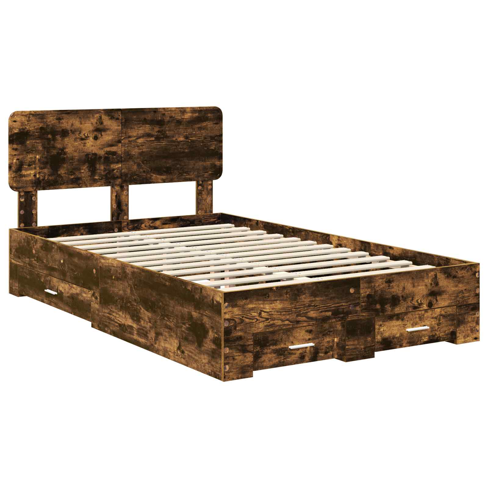 vidaXL Bed Frame with Drawer Smoked Oak 120 x 200 cm Engineered Wood 4