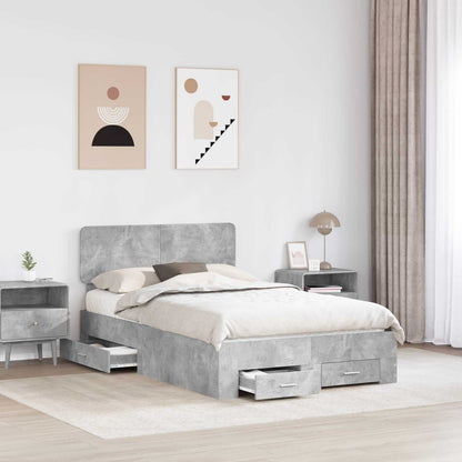 vidaXL Bed Frame Concrete Grey 120 x 190 cm Engineered Wood 3
