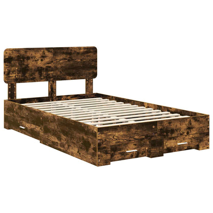 vidaXL Bed Frame with Drawer Smoked Oak 120 x 190 cm Engineered Wood 4