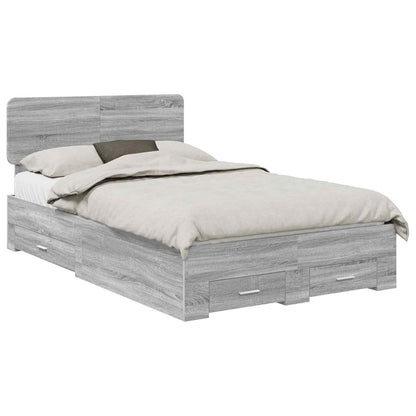 vidaXL Bed Frame with Drawer Grey Sonoma 120 x 190 cm Engineered Wood 2