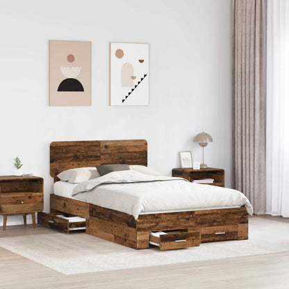 vidaXL Bed Frame with Drawer Old Wood 120 x 190 cm Engineered Wood 3