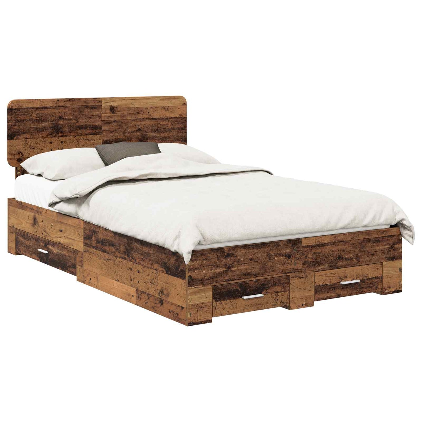 vidaXL Bed Frame with Drawer Old Wood 120 x 190 cm Engineered Wood 2
