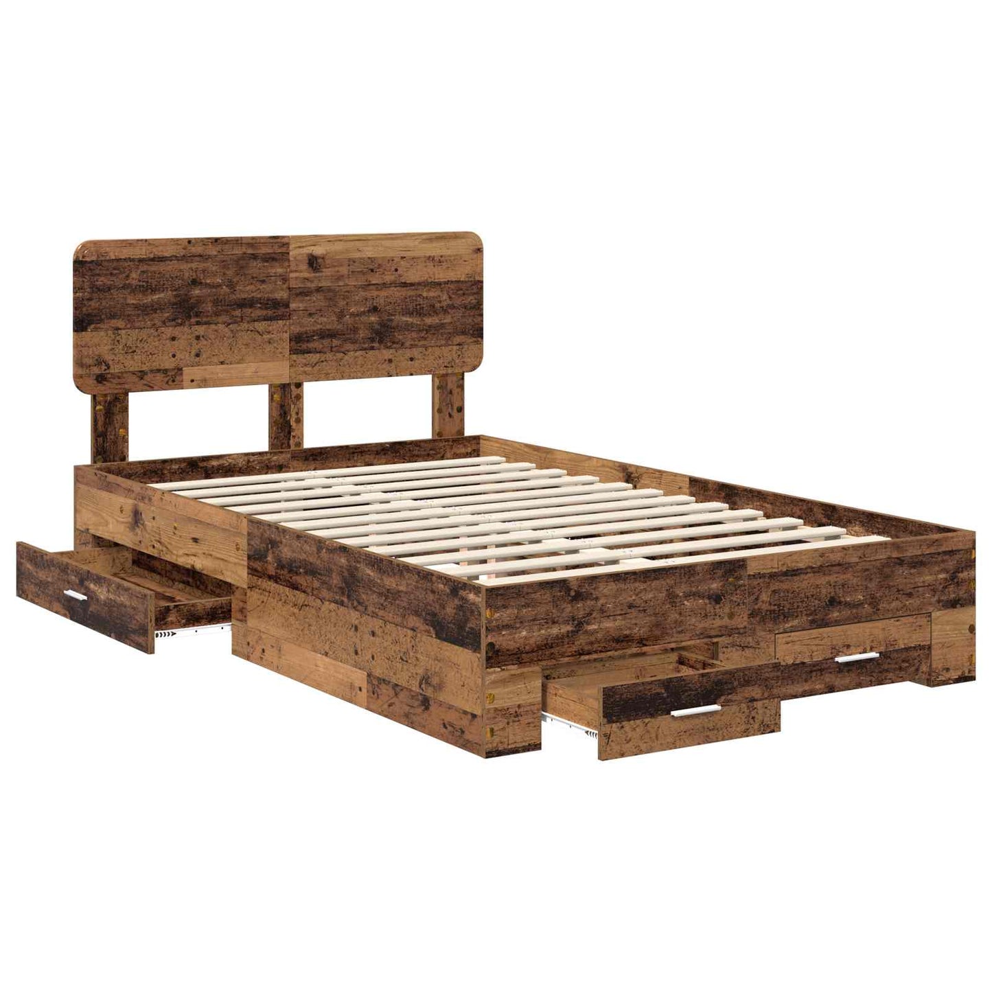 vidaXL Bed Frame with Drawer Old Wood 120 x 190 cm Engineered Wood 5