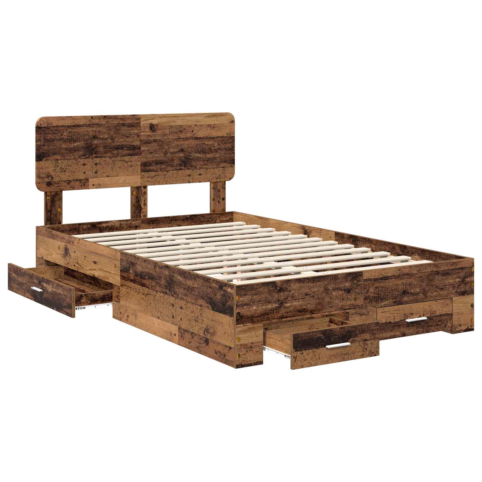 vidaXL Bed Frame with Drawer Old Wood 120 x 190 cm Engineered Wood 5