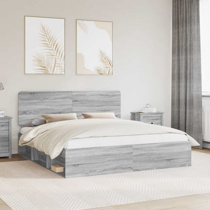 vidaXL Bed Frame Grey Sonoma 200 x 200 cm Solid Pine Wood 1