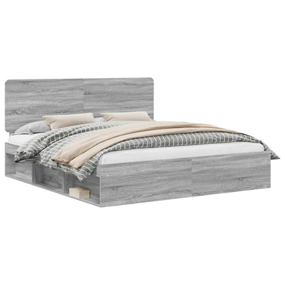 vidaXL Bed Frame Grey Sonoma 200 x 200 cm Solid Pine Wood 2