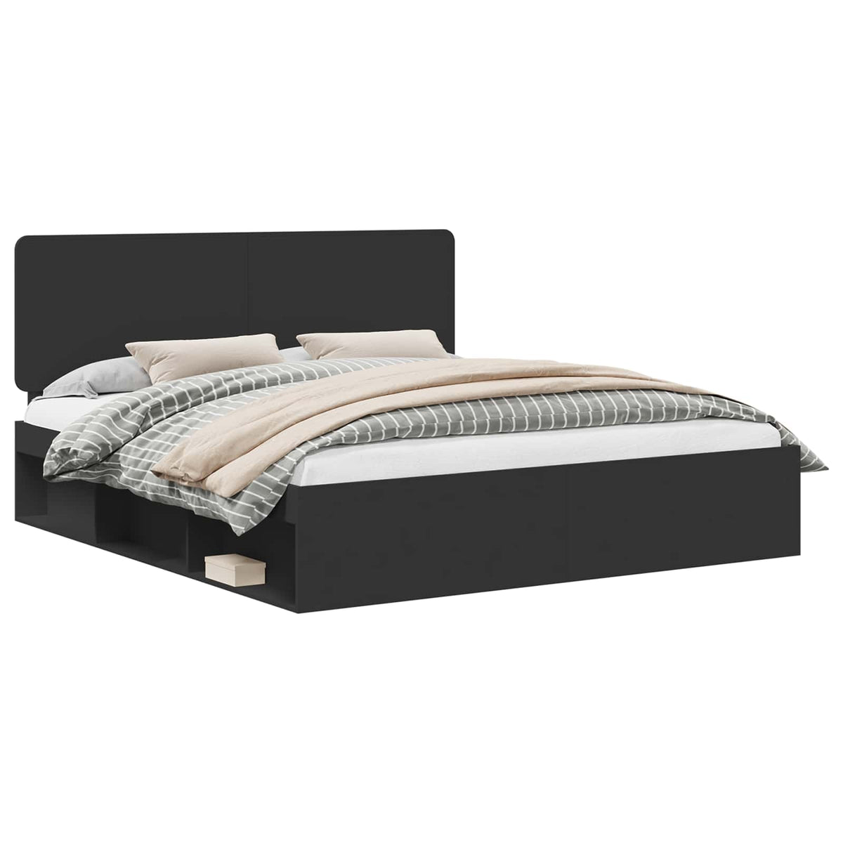 vidaXL Bed Frame with Headboard Black 180 x 200 cm Solid Pine Wood 2