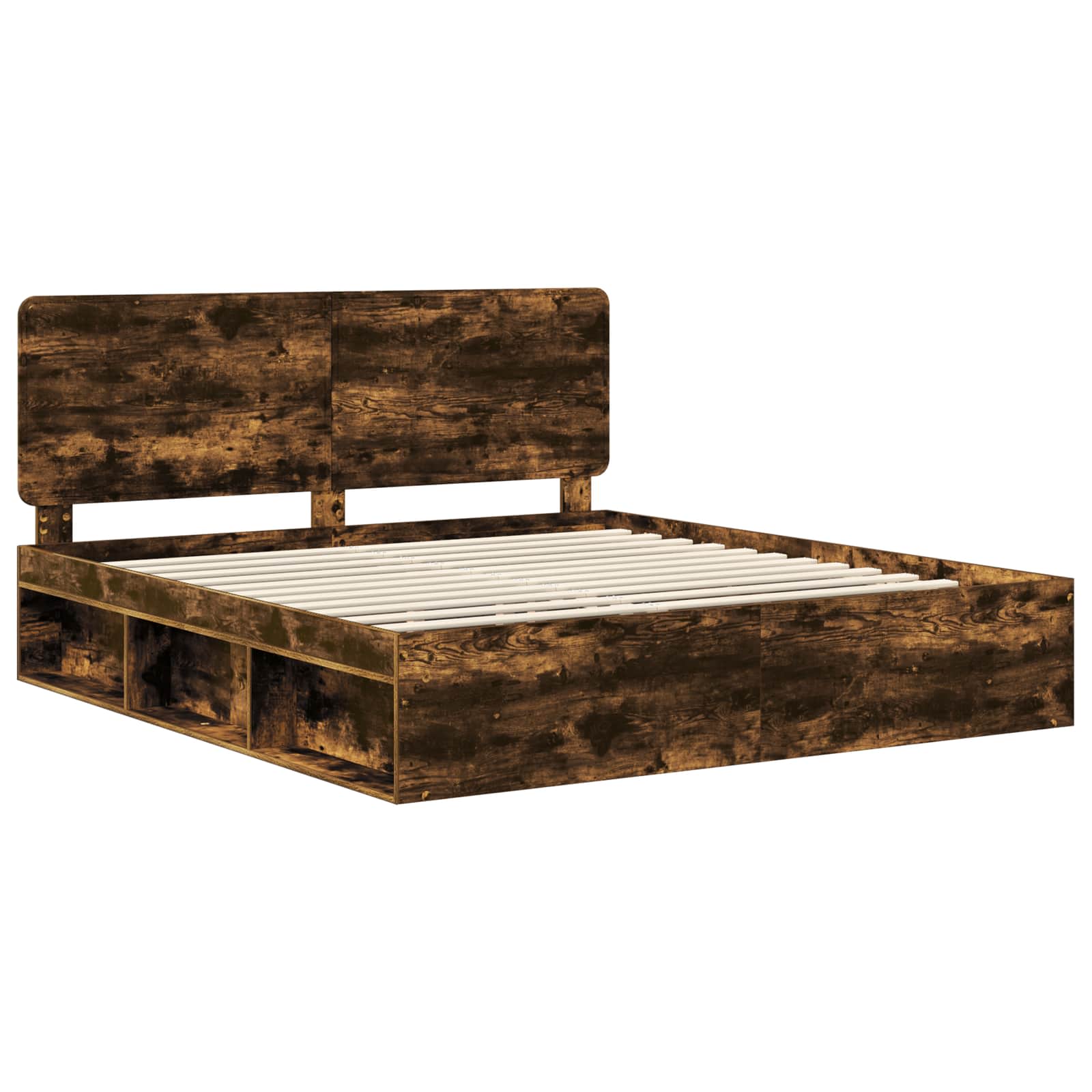 vidaXL Bed Frame Smoked Oak 180 x 200 cm Solid Pine Wood 4