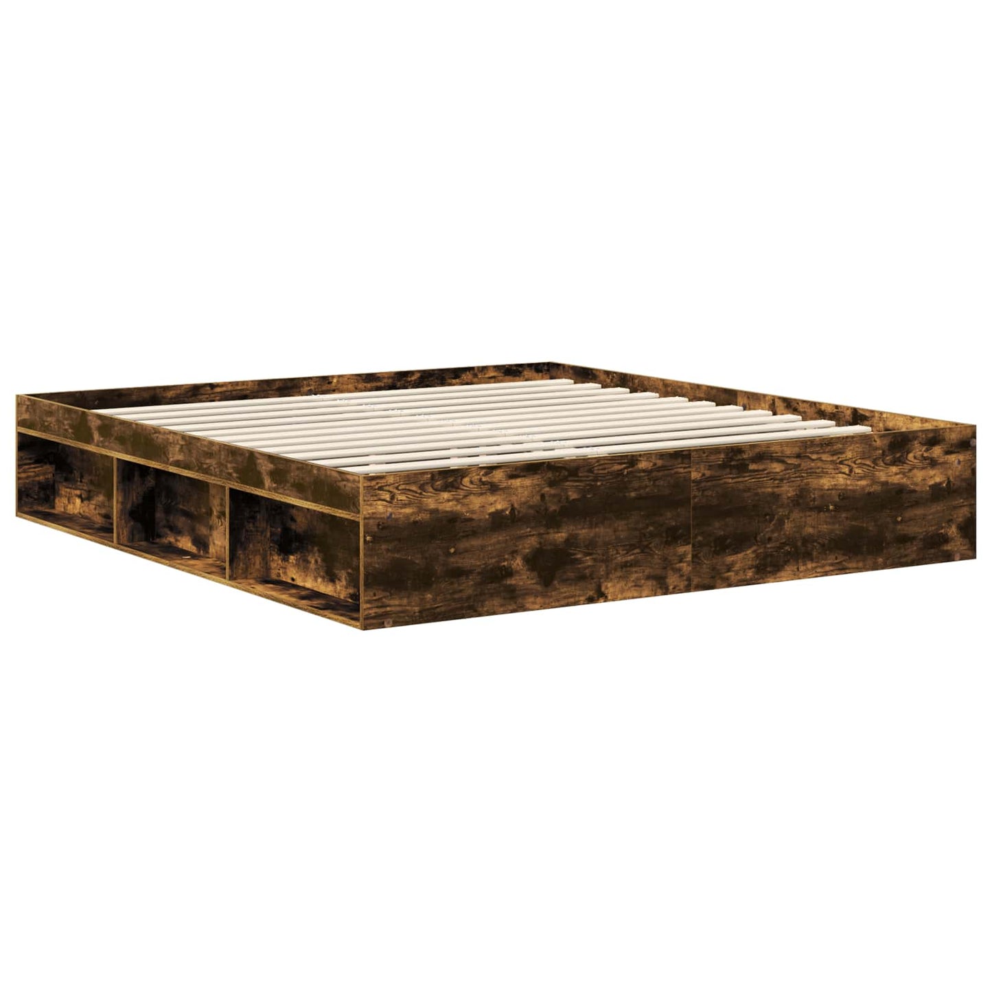 vidaXL Bed Frame Smoked Oak 180 x 200 cm Solid Pine Wood 5