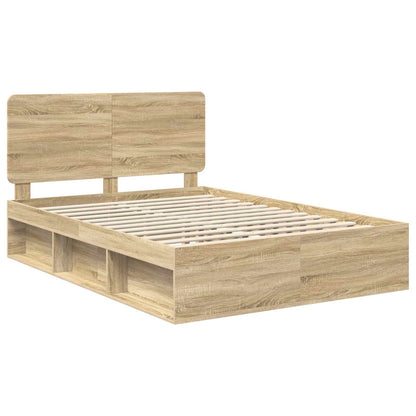 vidaXL Bed Frame with Headboard Sonoma 160 x 200 cm Solid Pine Wood 4