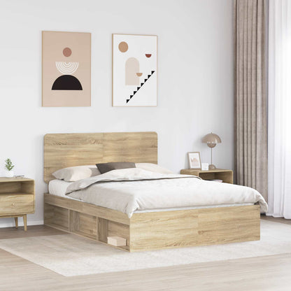 vidaXL Bed Frame Sonoma Oak 150 x 200 cm Solid Pine Wood 3