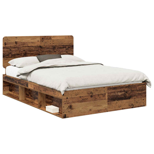 vidaXL Bed Frame with Headboard Old Wood 150 x 200 cm Solid Pine Wood 2