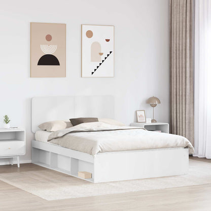 vidaXL Bed Frame with Headboard White 140 x 190 cm Solid Pine Wood 3