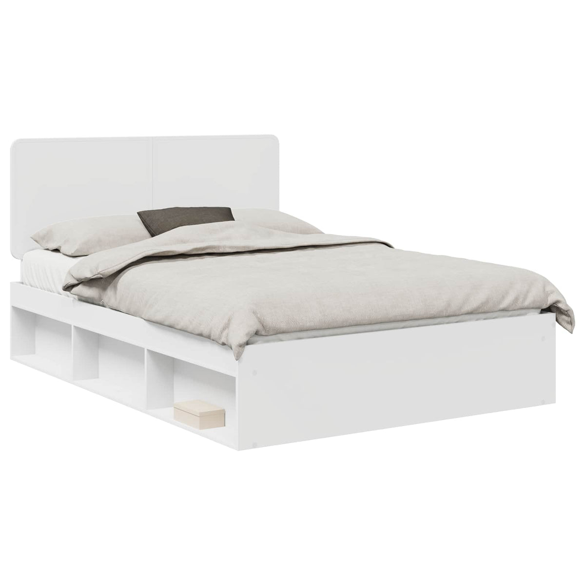 vidaXL Bed Frame with Headboard White 140 x 190 cm Solid Pine Wood 2