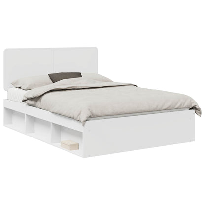 vidaXL Bed Frame with Headboard White 140 x 190 cm Solid Pine Wood 2