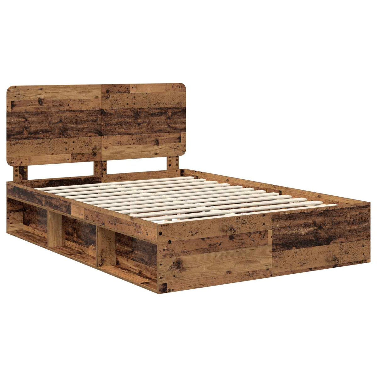 vidaXL Bed Frame with Headboard Old Wood 140 x 190 cm Solid Pine Wood 4