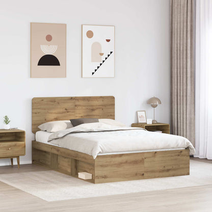 vidaXL Bed Frame Artisian Oak 140 x 190 cm Solid Pine Wood 3