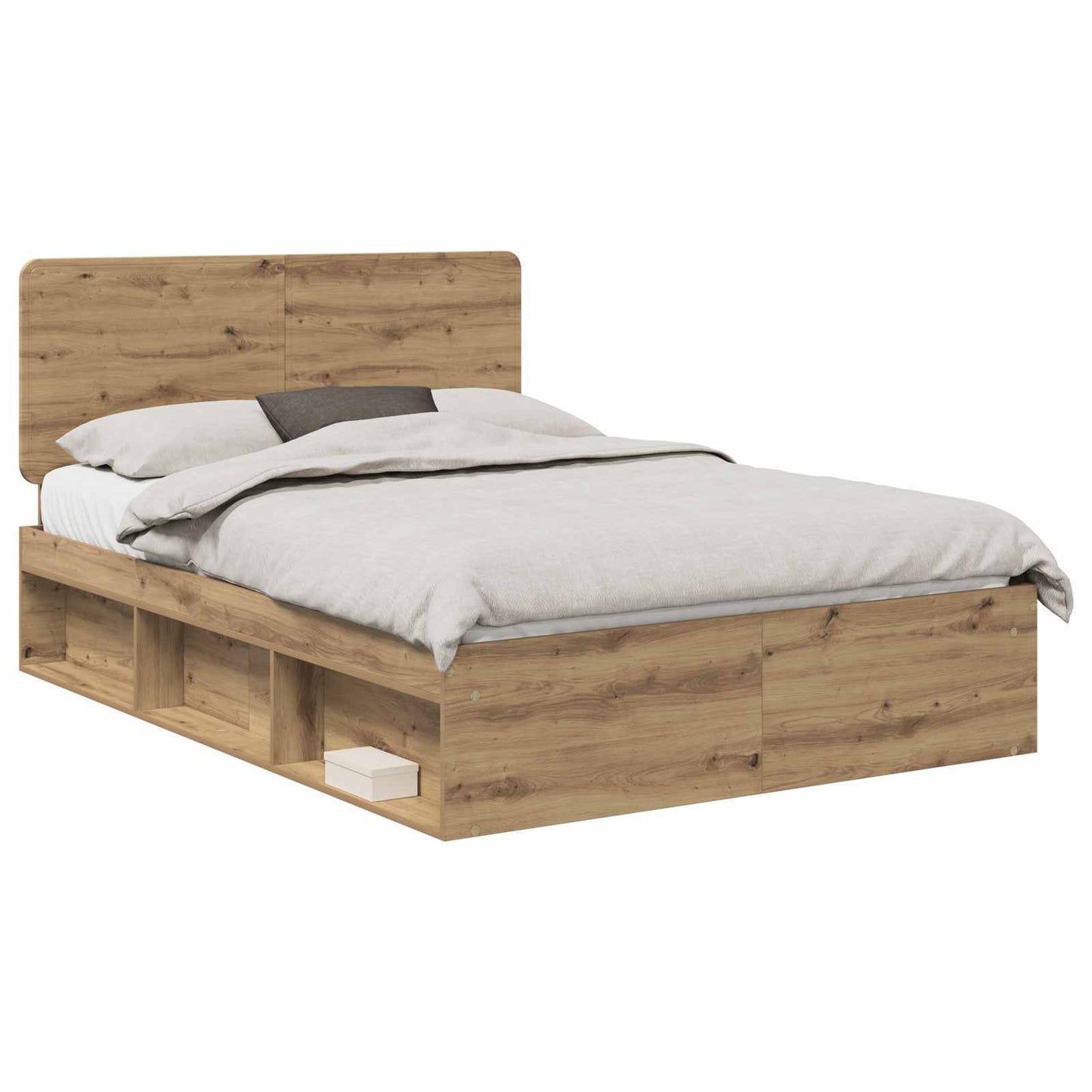 vidaXL Bed Frame Artisian Oak 140 x 190 cm Solid Pine Wood 2