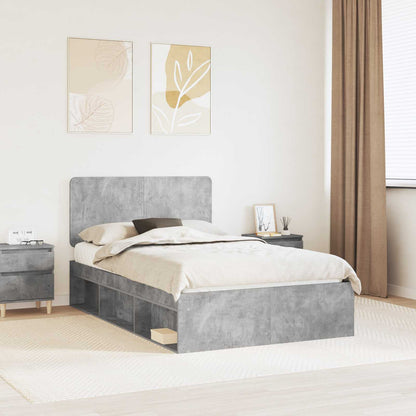 vidaXL Bed Frame Concerte Grey 135 x 190 cm Solid Pine Wood 1