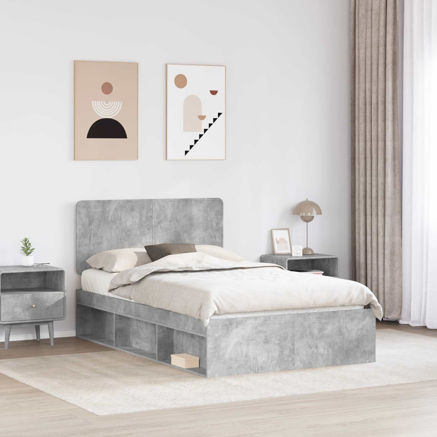 vidaXL Bed Frame Concerte Grey 135 x 190 cm Solid Pine Wood 3