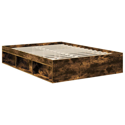 vidaXL Bed Frame Smoked Oak 135 x 190 cm Solid Pine Wood 5
