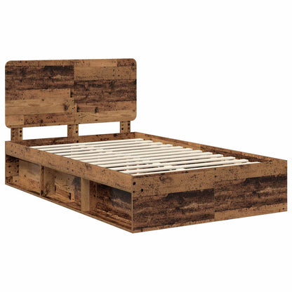 vidaXL Bed Frame with Headboard Old Wood 135 x 190 cm Solid Pine Wood 4