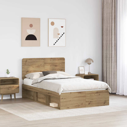 vidaXL Bed Frame Artisian Oak 135 x 190 cm Solid Pine Wood 3