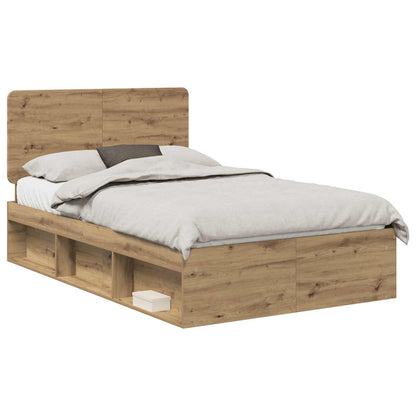 vidaXL Bed Frame Artisian Oak 135 x 190 cm Solid Pine Wood 2