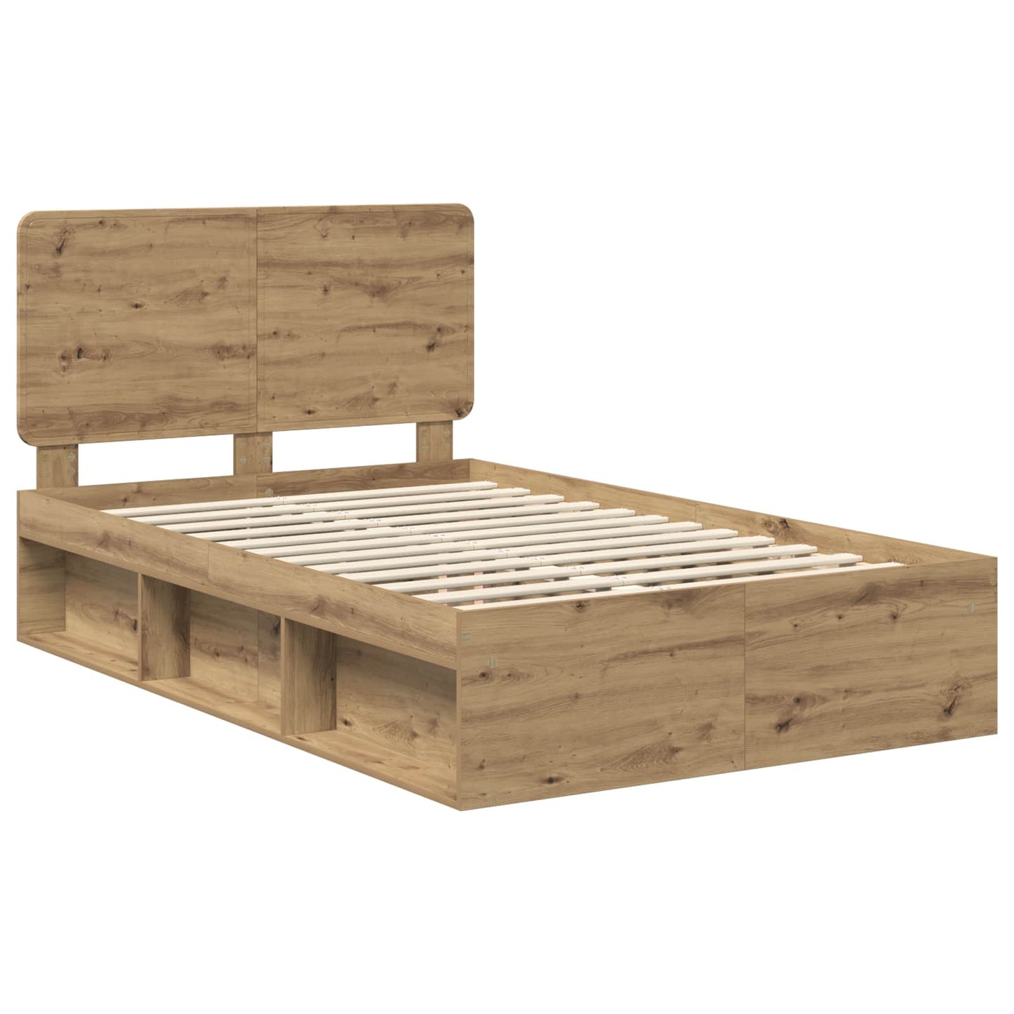 vidaXL Bed Frame Artisian Oak 135 x 190 cm Solid Pine Wood 4