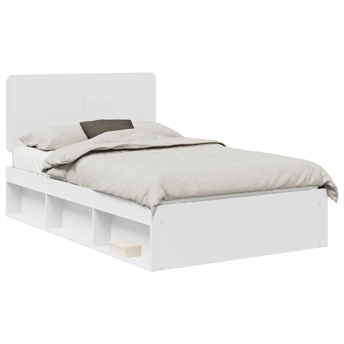 vidaXL Bed Frame with Headboard White 120 x 200 cm Solid Pine Wood 2