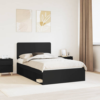 vidaXL Bed Frame with Headboard Black 120 x 200 cm Solid Pine Wood 1