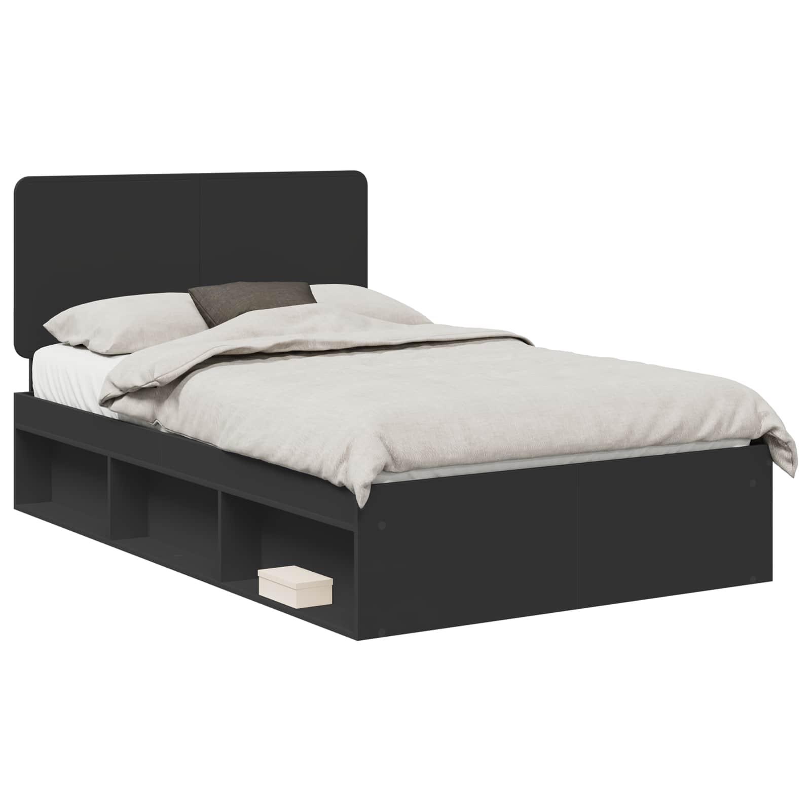 vidaXL Bed Frame with Headboard Black 120 x 200 cm Solid Pine Wood 2