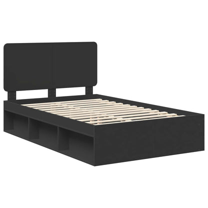 vidaXL Bed Frame with Headboard Black 120 x 200 cm Solid Pine Wood 4