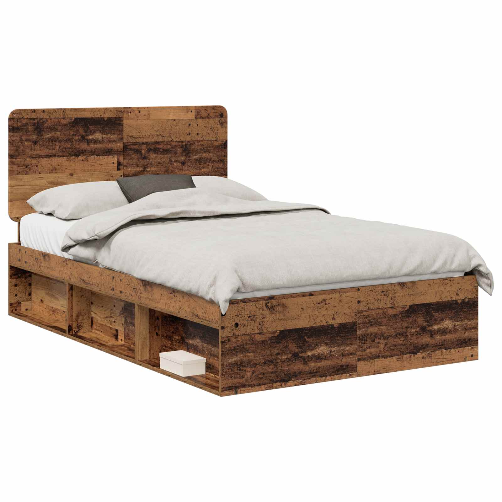 vidaXL Bed Frame with Headboard Old Wood 120 x 200 cm Solid Pine Wood 2