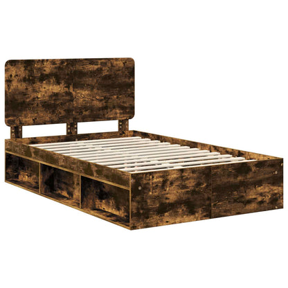 vidaXL Bed Frame Smoked Oak 120 x 190 cm Solid Pine Wood 4