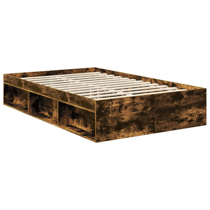 vidaXL Bed Frame Smoked Oak 120 x 190 cm Solid Pine Wood 5