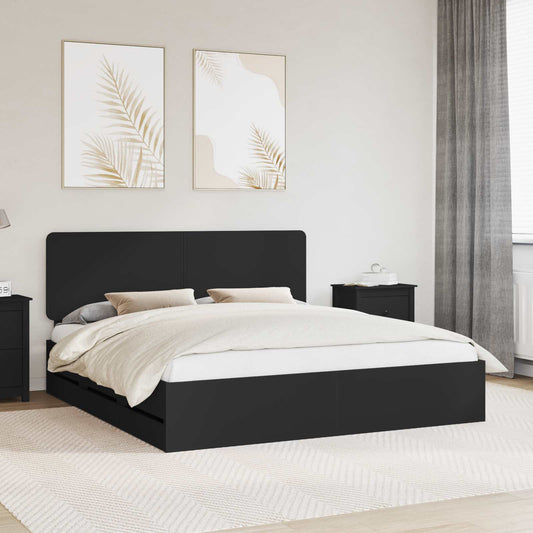 vidaXL Bed Frame with Drawer Black 180 x 200 cm Engineer Wood 1