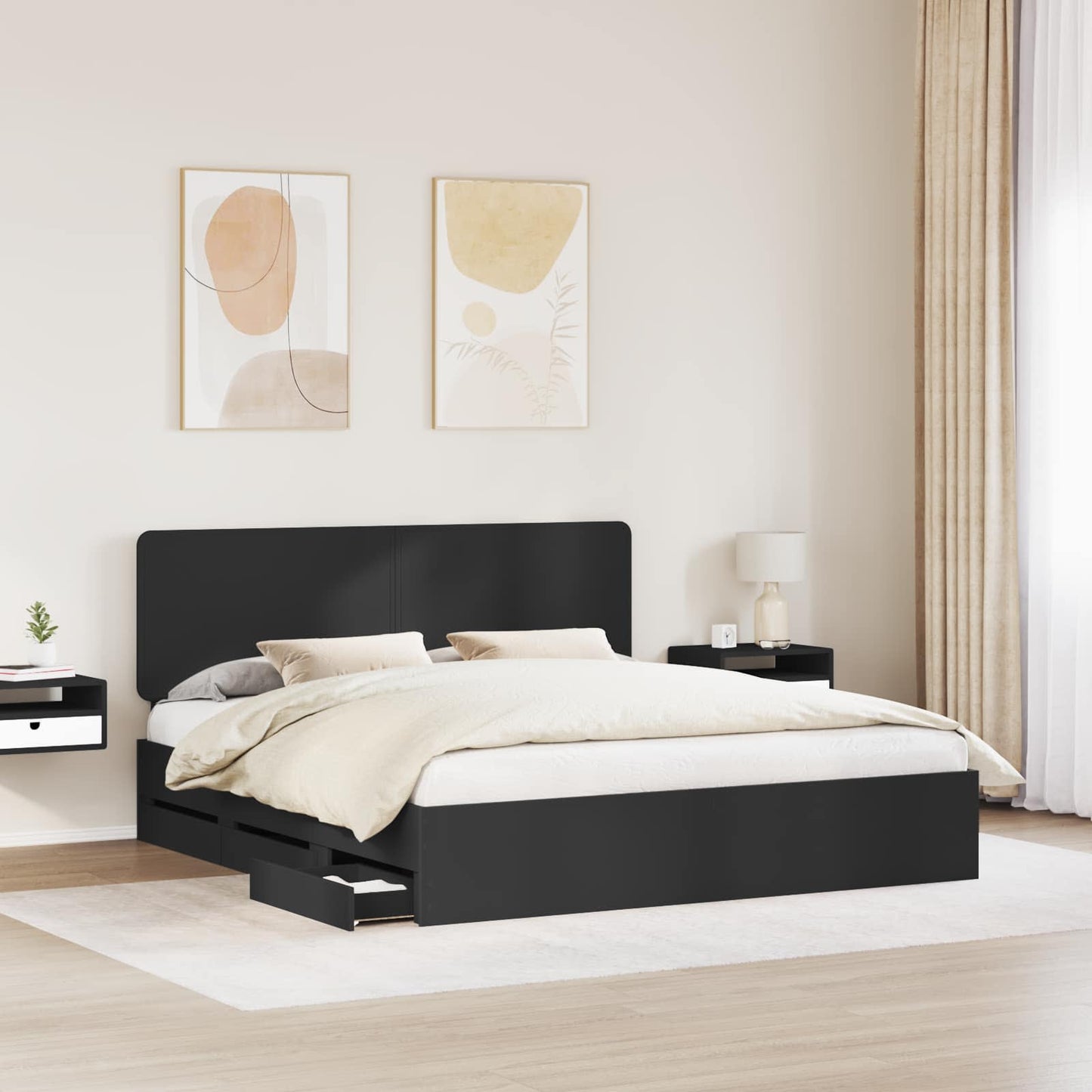 vidaXL Bed Frame with Drawer Black 180 x 200 cm Engineer Wood 3