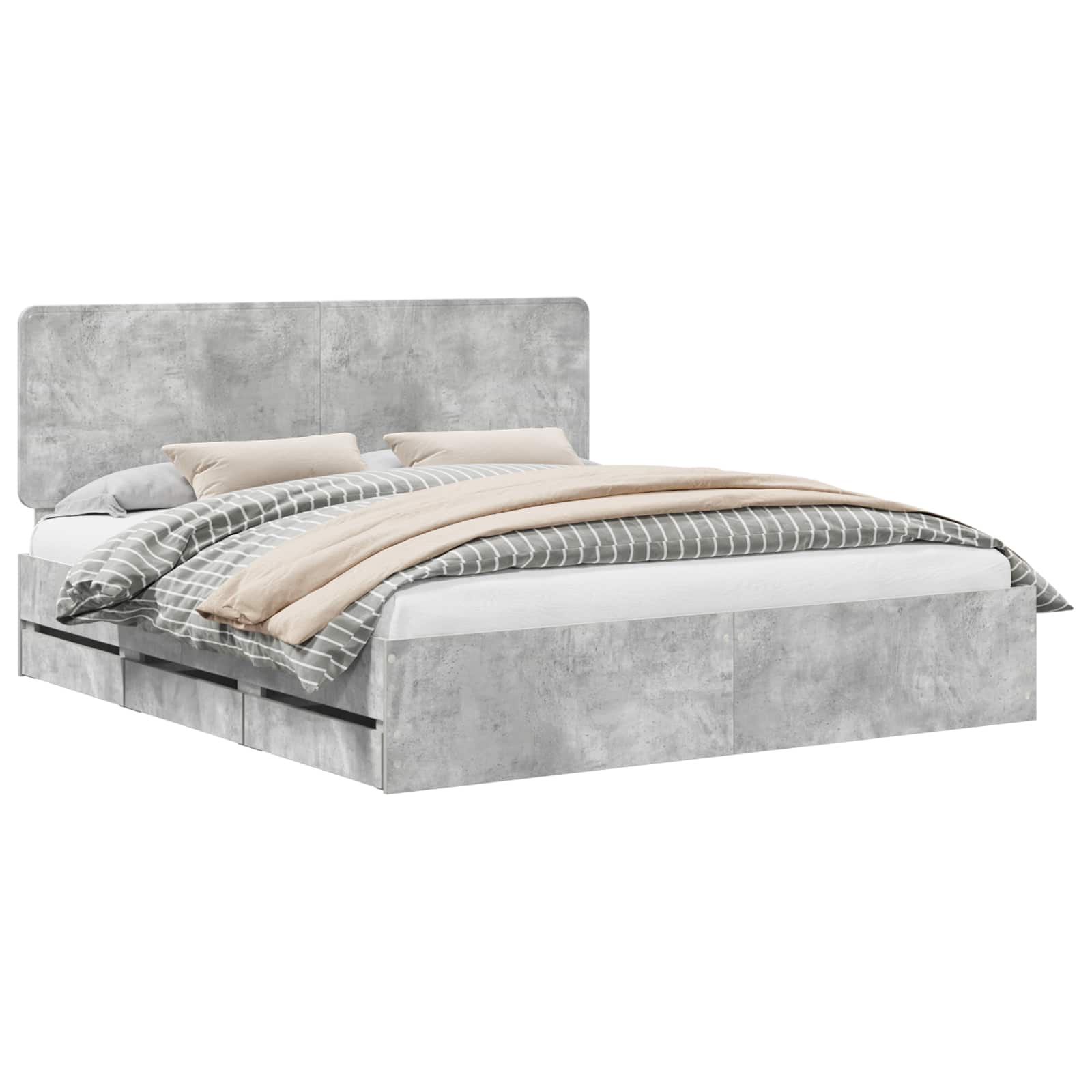 vidaXL Bed Frame with Drawer Concrete Grey 180 x 200 cm Engineer Wood 2