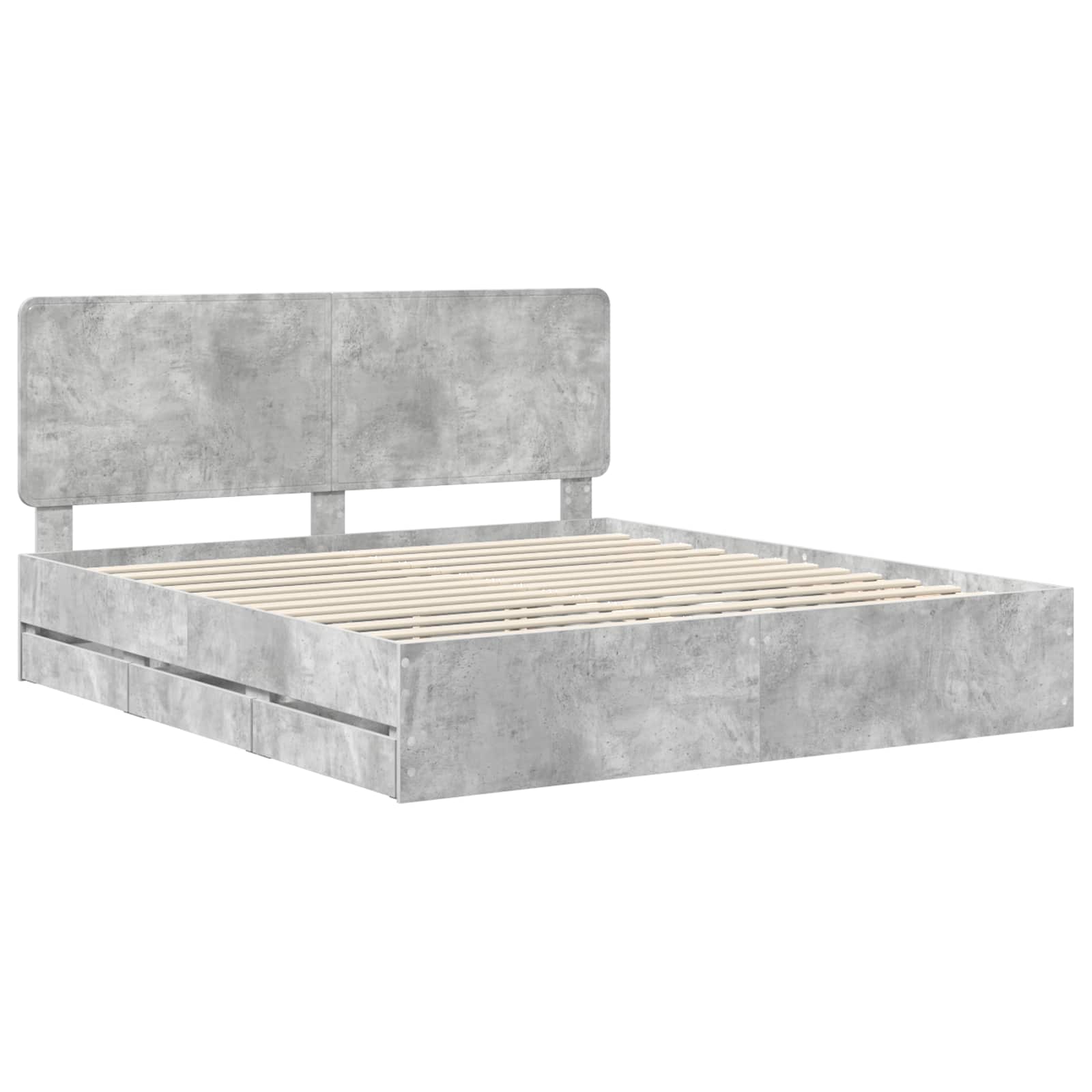 vidaXL Bed Frame with Drawer Concrete Grey 180 x 200 cm Engineer Wood 4