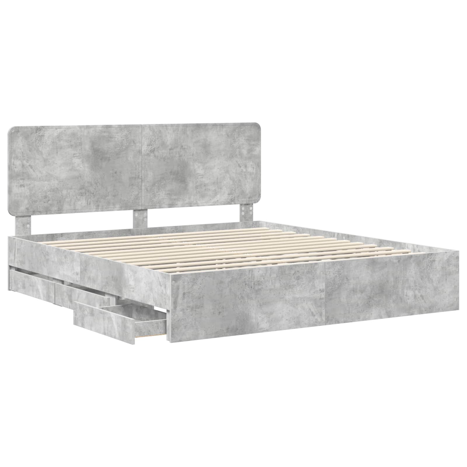 vidaXL Bed Frame with Drawer Concrete Grey 180 x 200 cm Engineer Wood 5