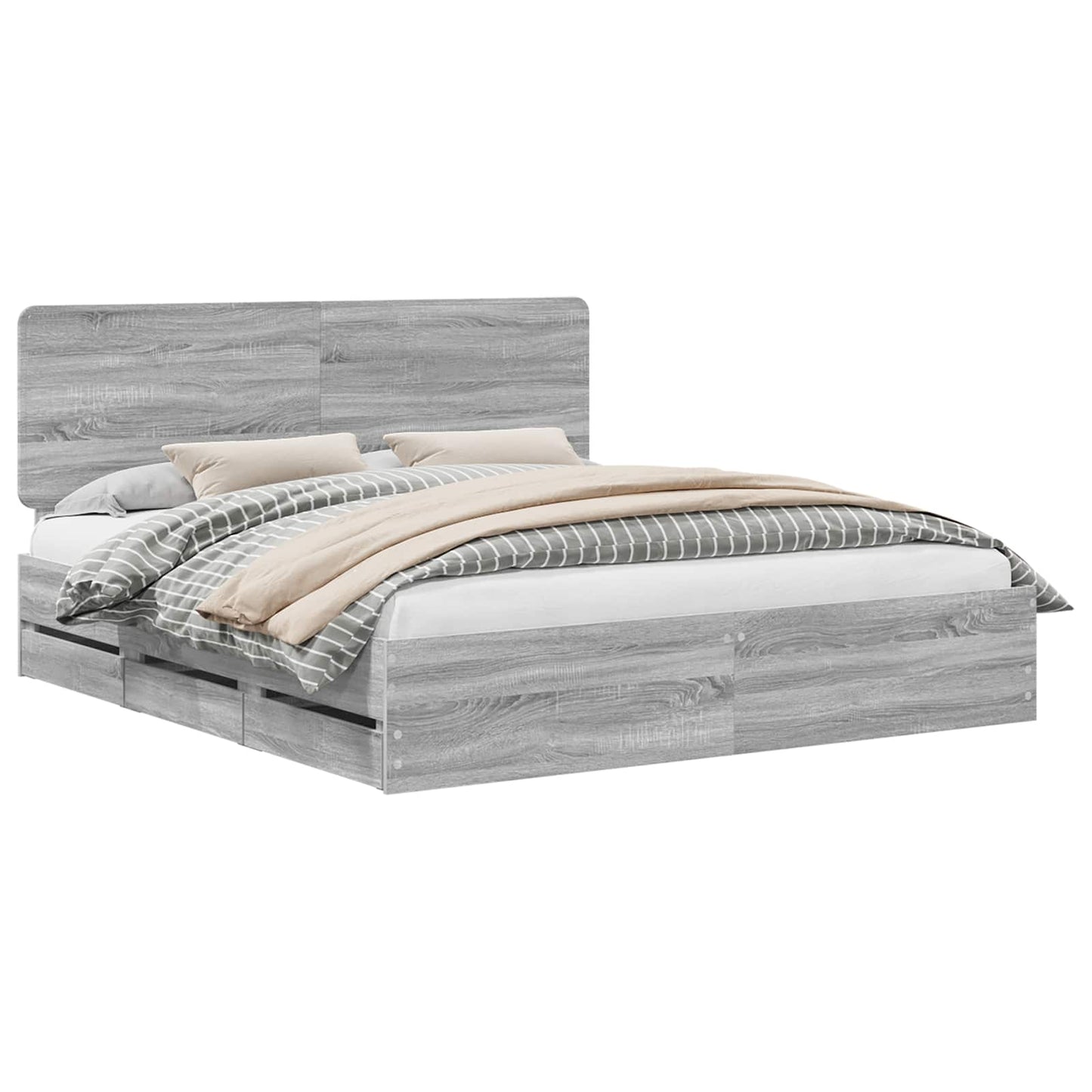 vidaXL Bed Frame with Drawer Grey Sonoma 180 x 200 cm Engineer Wood 2