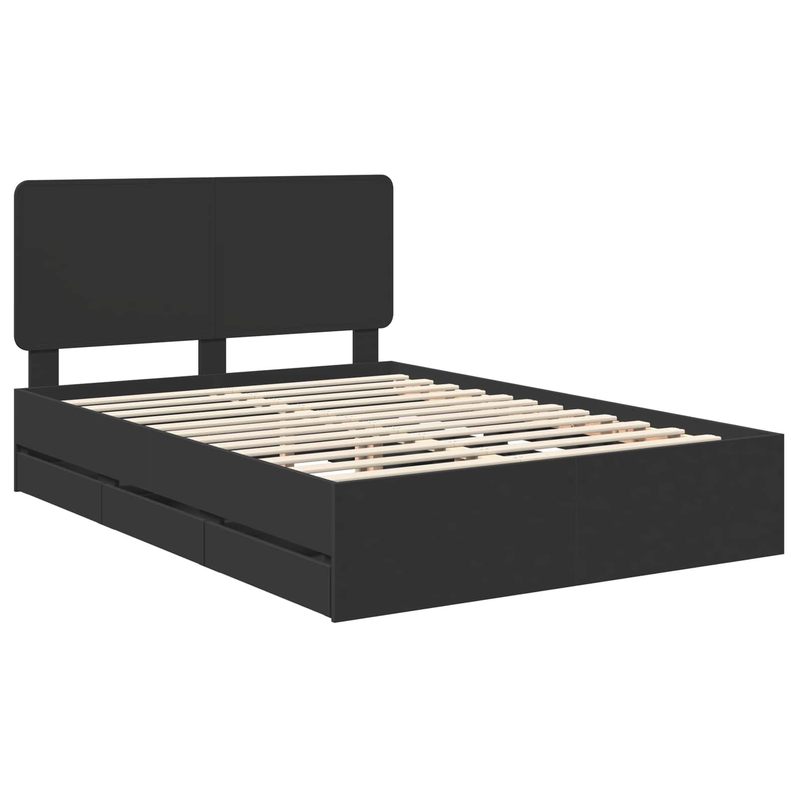 vidaXL Bed Frame with Drawer Black 160 x 200 cm Engineer Wood 4