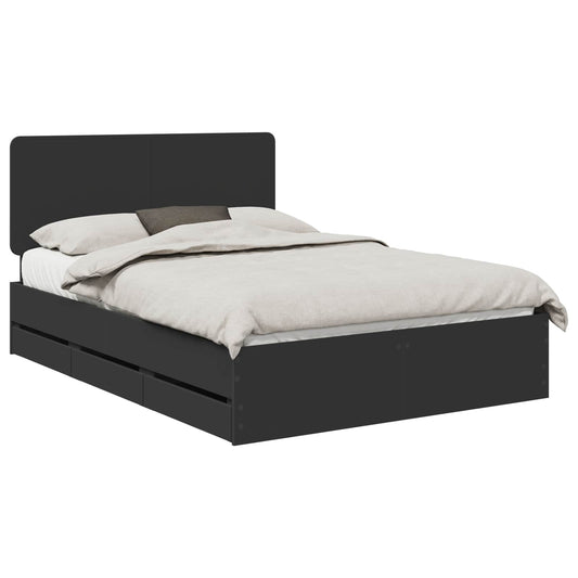 vidaXL Bed Frame with Drawer Black 150 x 200 cm Engineer Wood 2